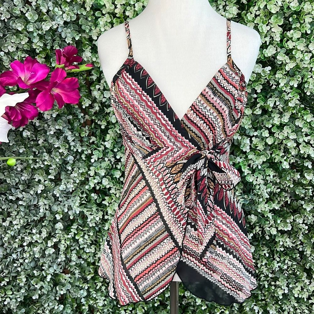 A. Byer Patterned Brown Terra Cotta Tank Top